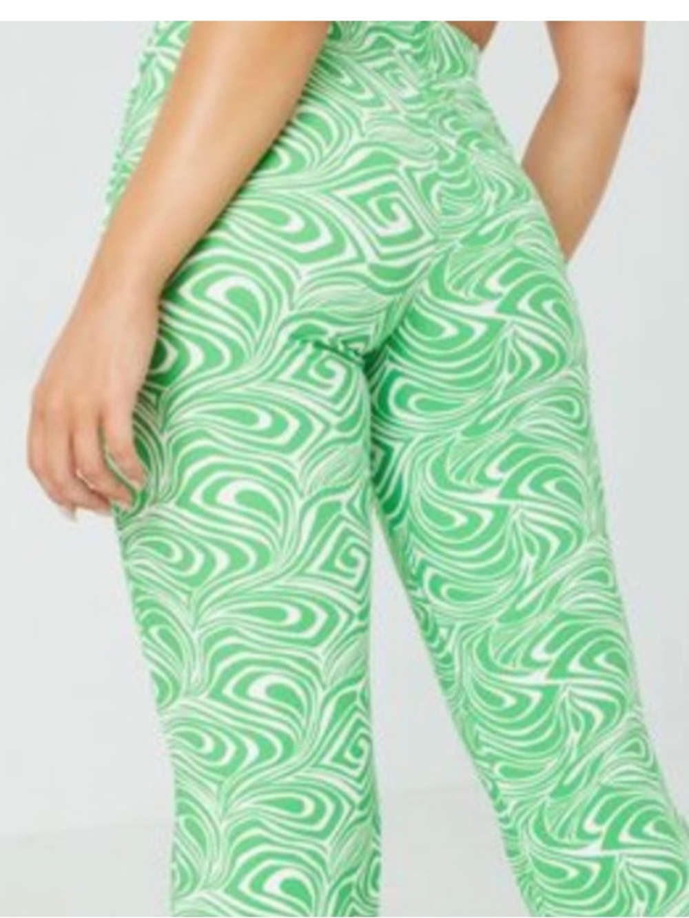 Garage Odessa Green Retro Swirl Flare Pants Size Medium Vintage-inspired 70’s - Picture 13 of 15